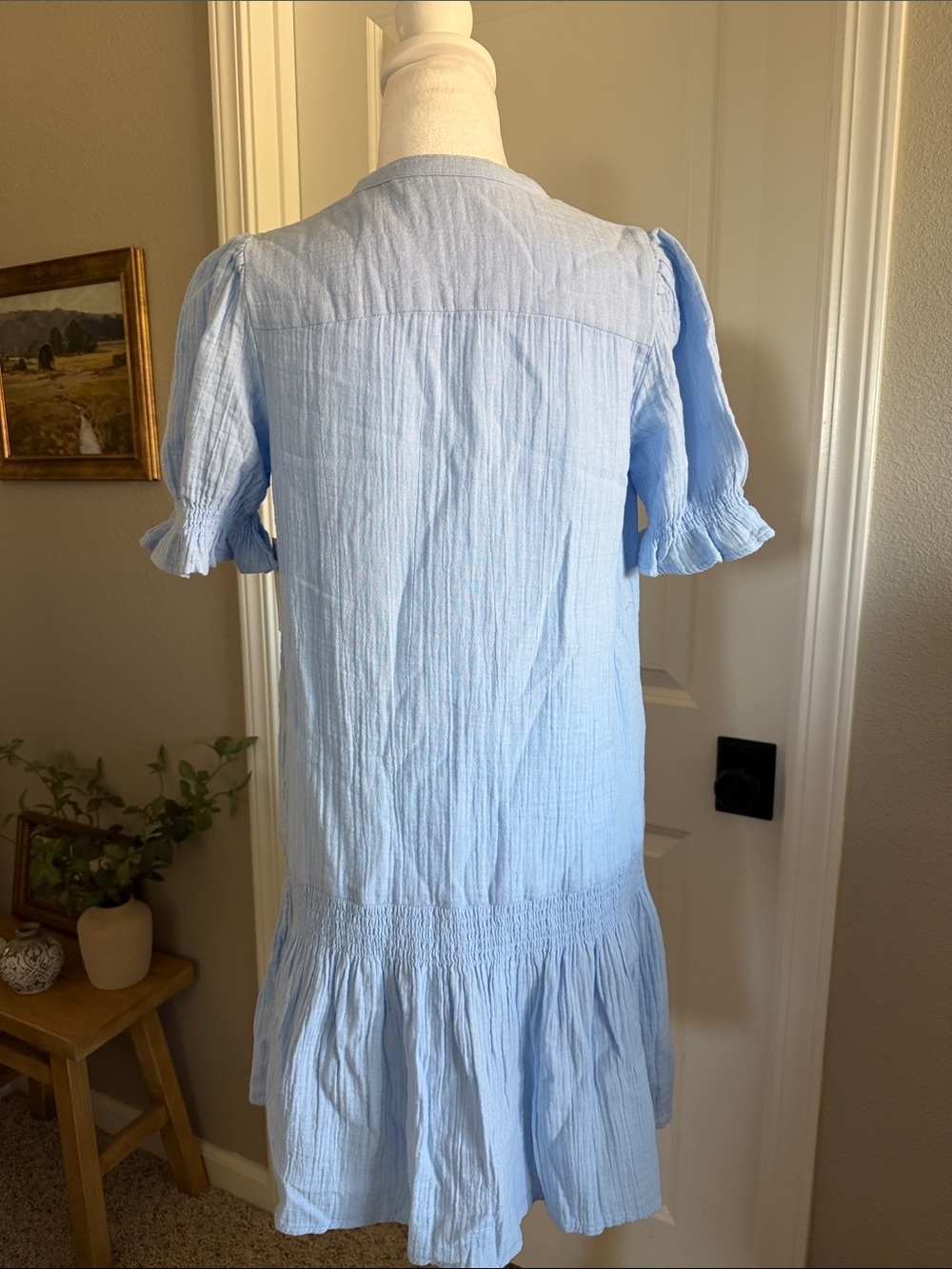 Time and Tru Denim Blue Low Waist Cotton Gauze Feel Summer Dress Size XS 0 2 - Picture 5 of 11